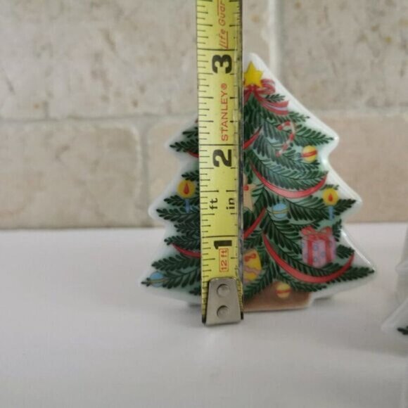 Vintage Christmas Tree Ceramic Napkin Rings & Candle Holder Set, Abbott Japan - Picture 9 of 10